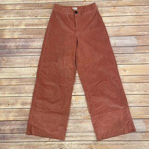 Madewell Velveteen High Rise Wide Leg Crop Pants Coral Pink Orange
